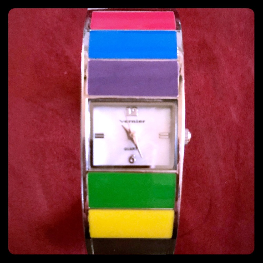 Vernier by 7 West Rainbow Quartz Cuff Watch